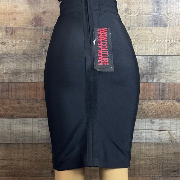 WOW Couture Black Eyelash Lace Cutout Bandage Dress Size Medium NWT - Picture 9 of 10